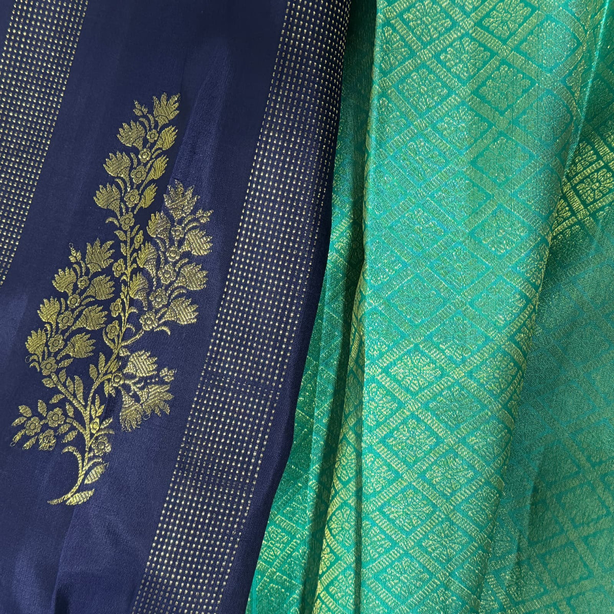 Neelvastra Royal Blue Kanchivaram Silk Saree | Gold Zari | Ethereal Weaves UAE