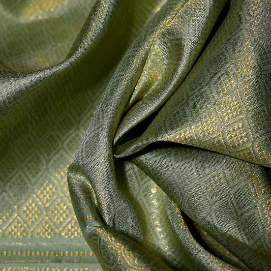 Vanya Lilac lavender grey and sage green Kanchivaram silk saree with mandala zari motifs and geometric pallu – saree UAE