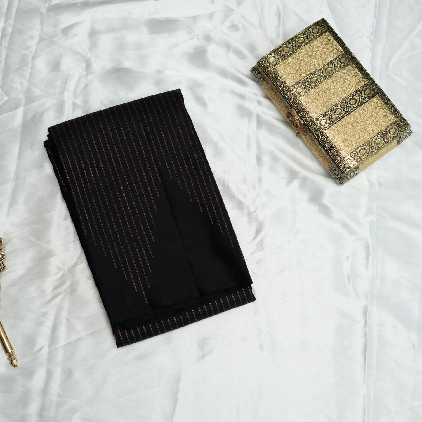 Noir Cascade Kanchipuram Silk Saree I Pure Silk I Ethereal Weaves UAE