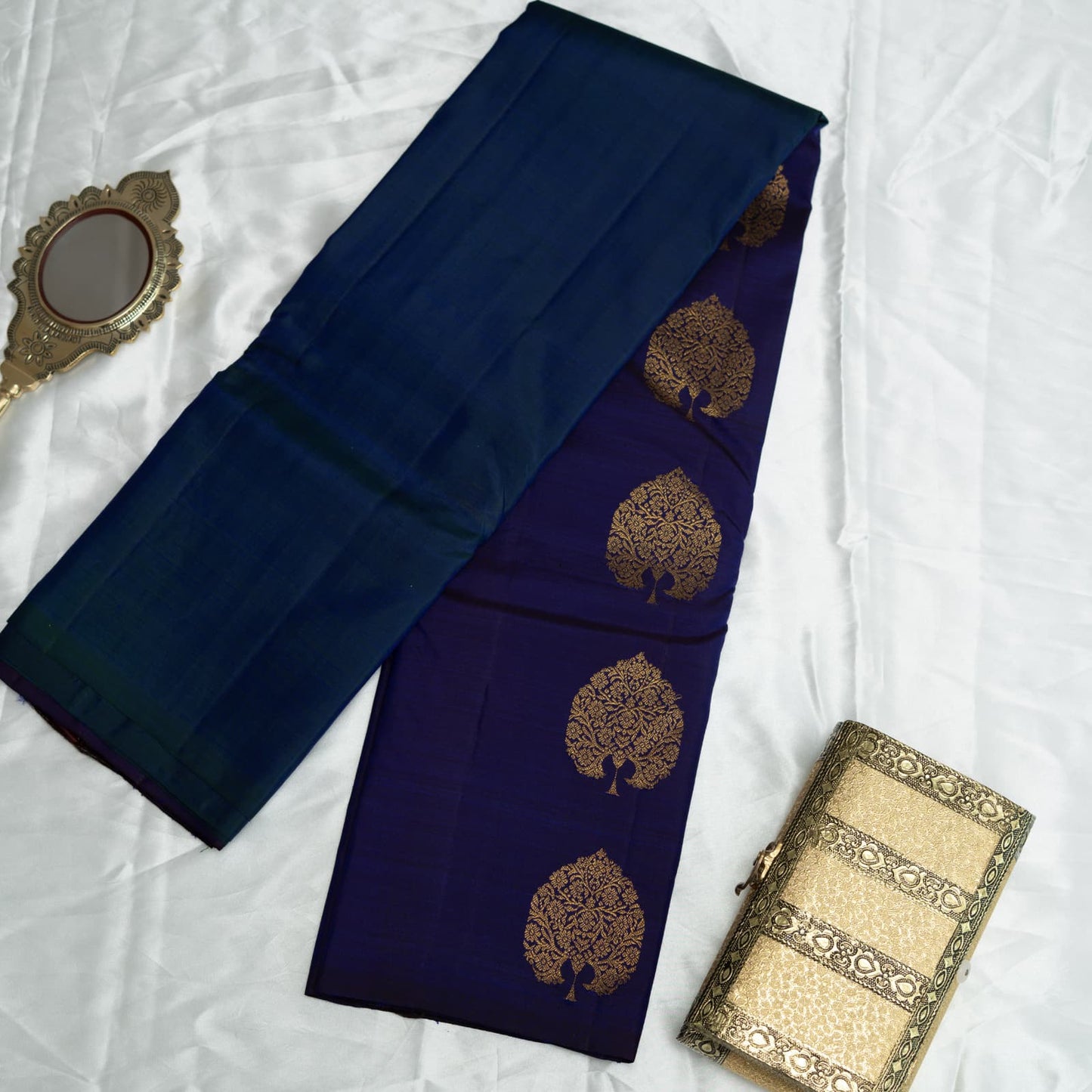 Kalpavriksha Neelam Kanchivaram Silk Saree I Pure Silk I Ethereal Weaves UAE
