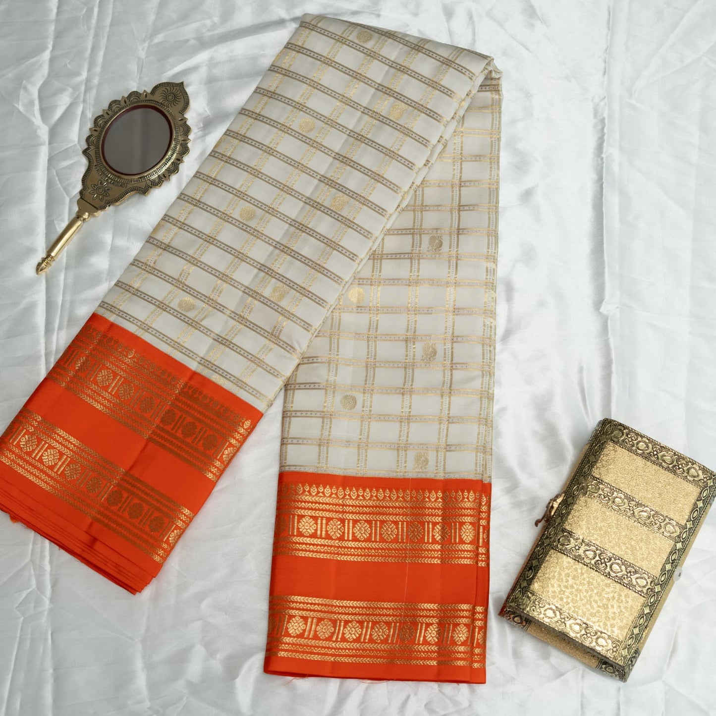 Shweta Kumkum Korvai Kanchivaram Silk Saree I Pure Silk I Ethereal Weaves UAE