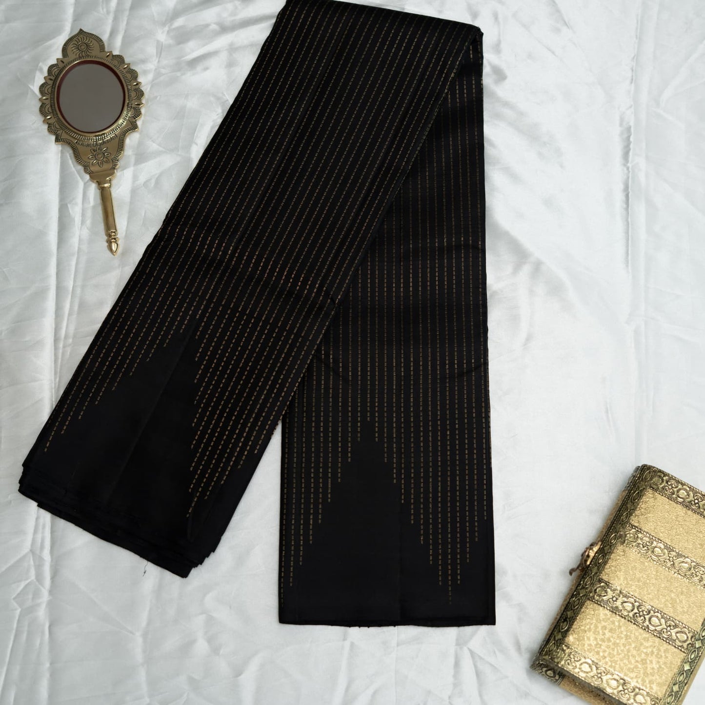 Noir Cascade Kanchipuram Silk Saree I Pure Silk I Ethereal Weaves UAE