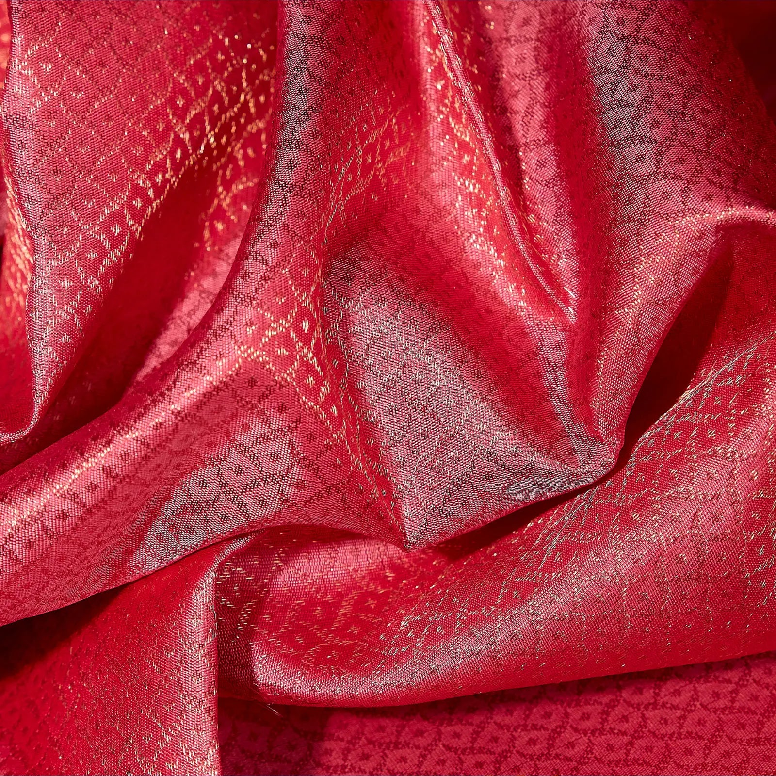 Kanaka Rani mustard gold and ruby pink Kanchivaram silk saree with fine zari motifs and contrast pallu – Ethereal Weaves UAE
 