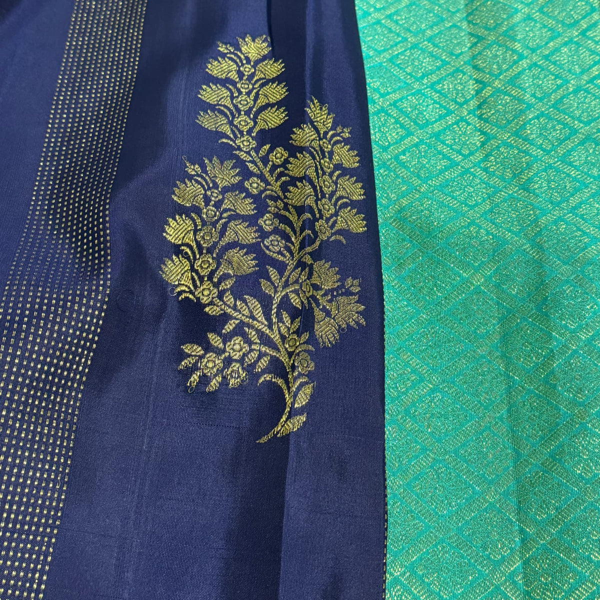 Neelvastra Royal Blue Kanchivaram Silk Saree | Gold Zari | Ethereal Weaves UAE