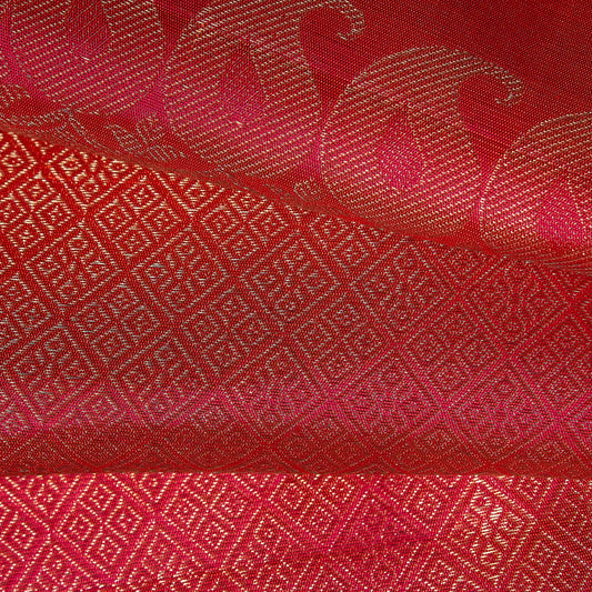 Raga Neelambari royal violet and rani pink Kanchivaram silk saree with zari pinstripe and contrast pallu – Ethereal Weaves UAE
